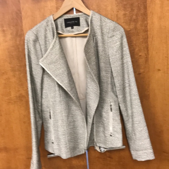 Moto jacket Lafayette 148. Sz 2 Neutral tweed - Picture 7 of 8